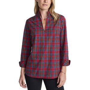 Womens Vineyard Vines Blythe Tunic Size S EUC Yuletide Tartan Red 94% Cotton